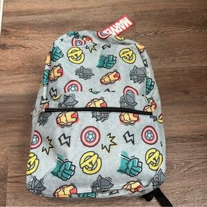 Marvel Black and Gray Backpack with Superhero Icons